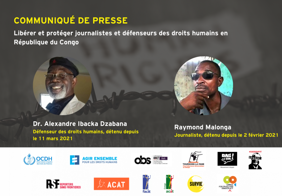Communiqué de presse – Libérer et protéger journalistes et défenseurs des droits humains en République du Congo